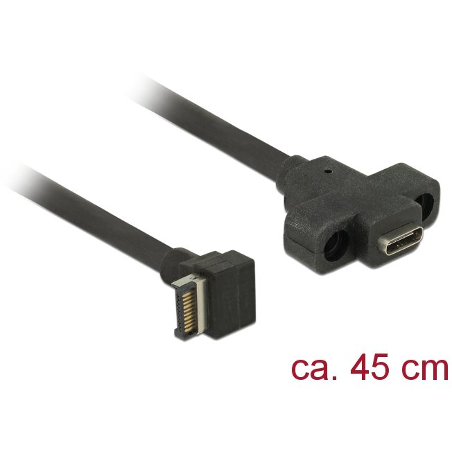 Oferte la Delock Cable USB Key A 20Pin-Type-C(F) 3.1 45CM Panel Mount