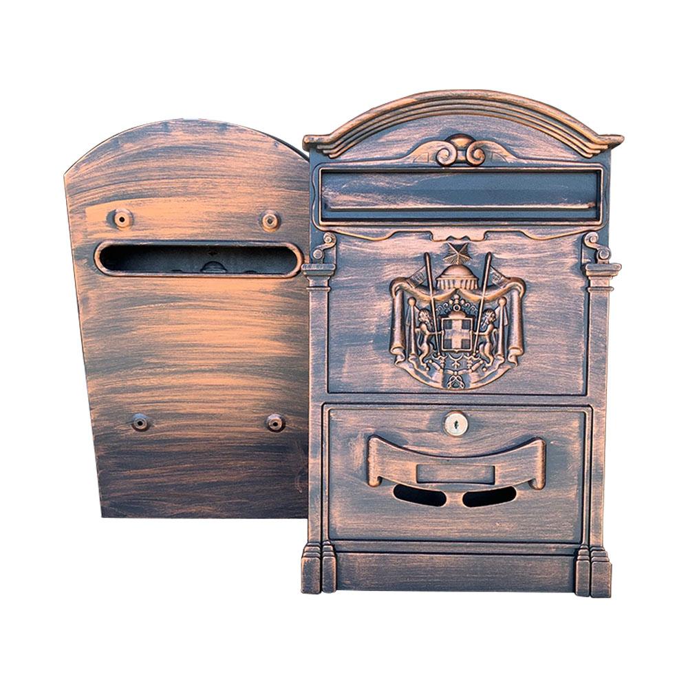 Oferte la Cutie postala exterior Ferrobrand, aluminiu si tabla zincata, negru antichizat si rosu cupru, 2 chei, 400 x 255 x 90 mm