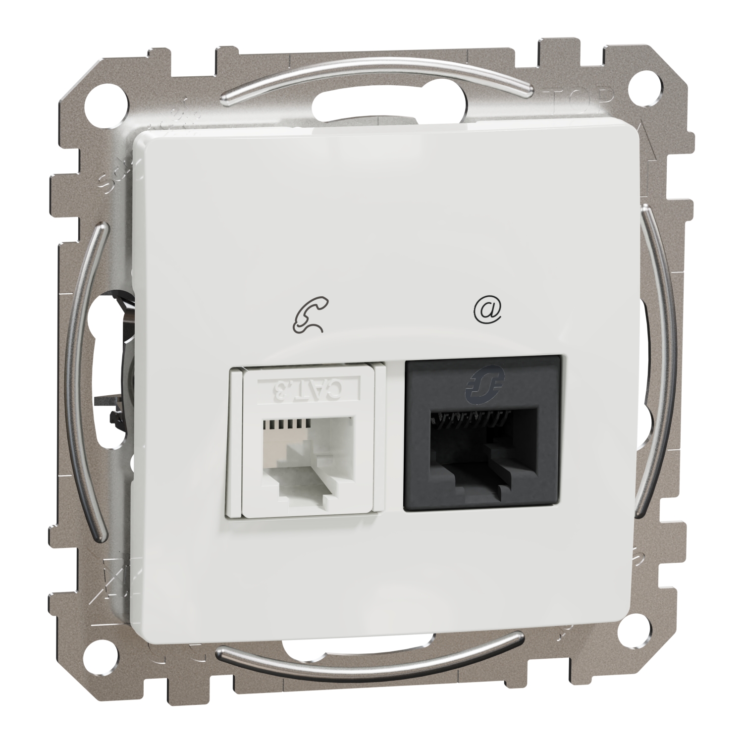 Priza telefon si date Schneider Sedna SDD111458, RJ45, Cat5, fara rama, alb, montaj ingropat