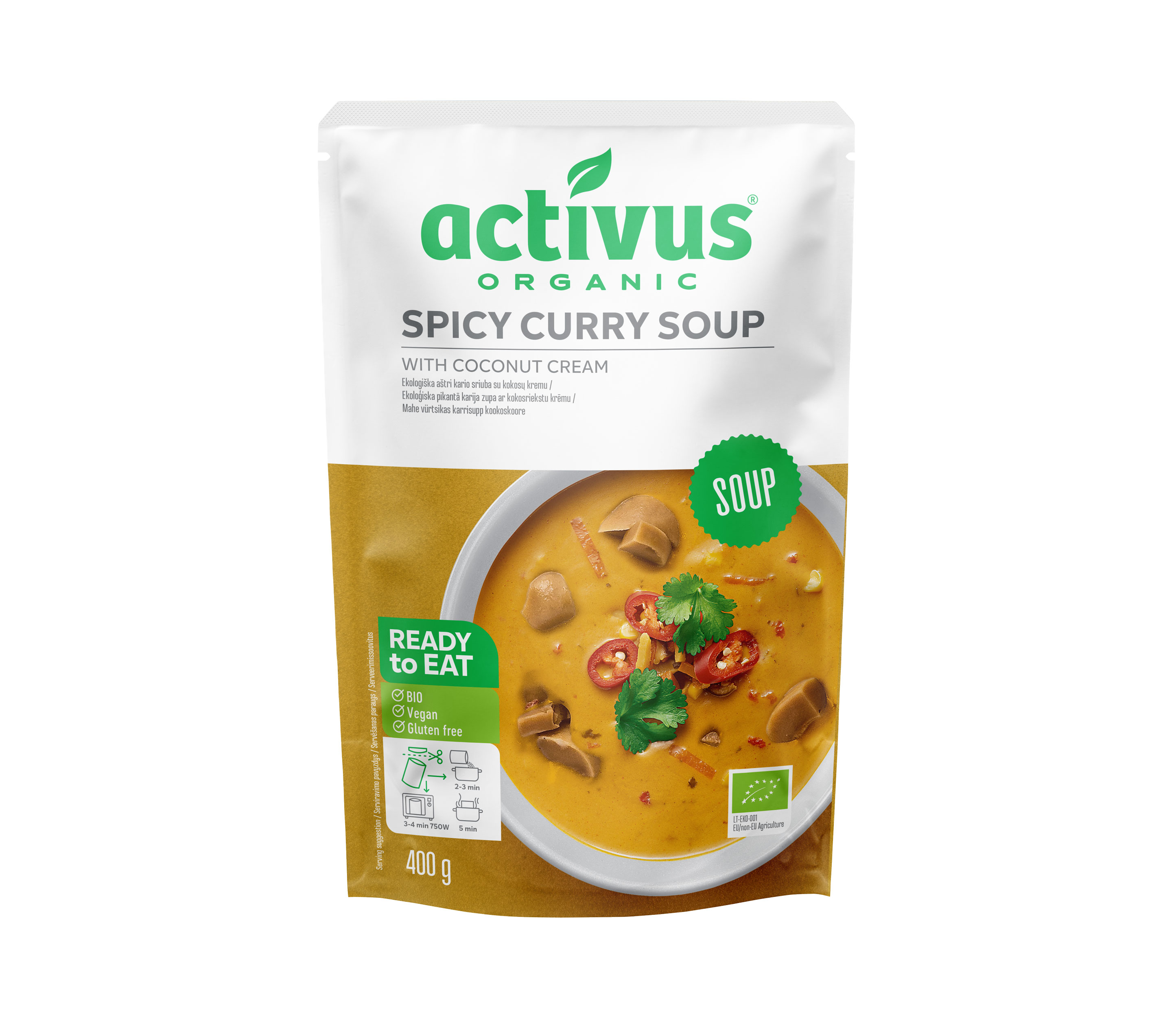Oferte la Supa BIO din Curry cu Crema de Cocos si Ciuperci Shiitake 400G Activus