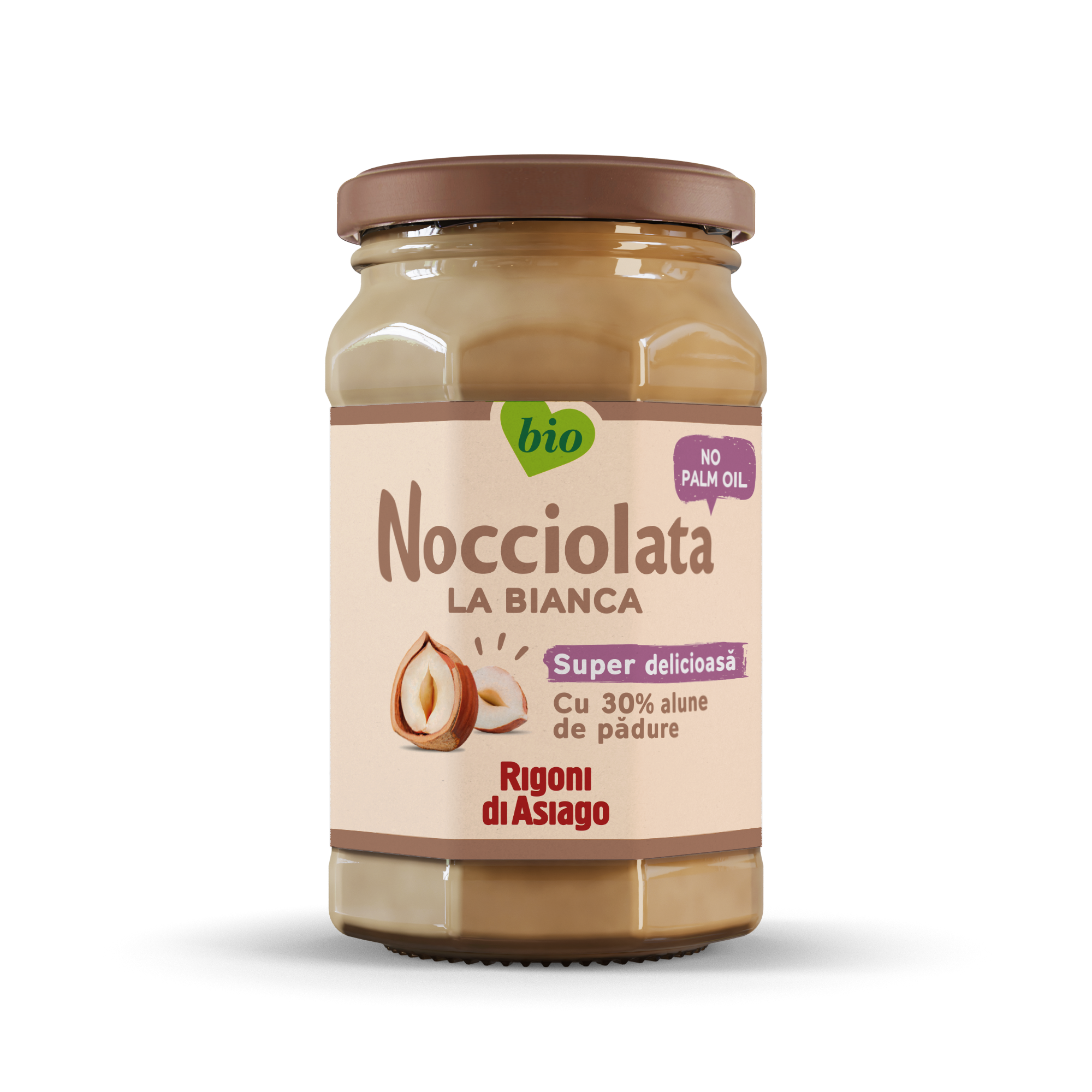 Nocciolata crema BIO alba cu alune de padure 250g Rigoni di Asiago