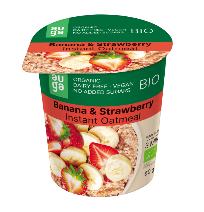 Oferte la Ovaz integral BIO cu Banane si Capsuni 60G Auga