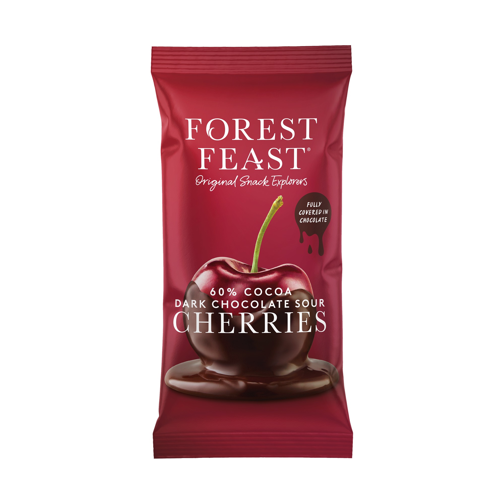 Oferte la Visine Invelite in Ciocolata Belgiana Neagra 60% 40g Forest Feast