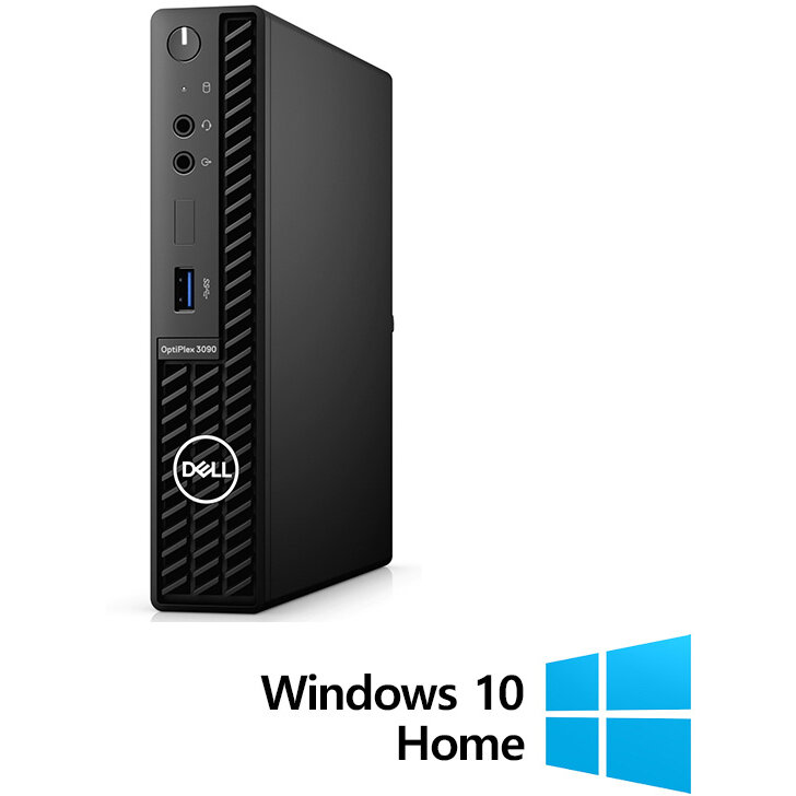Sistem desktop Refurbished OptiPlex 3090 Intel Core i3-10105T 8GB 256GB SSD Windows 10 Home Black