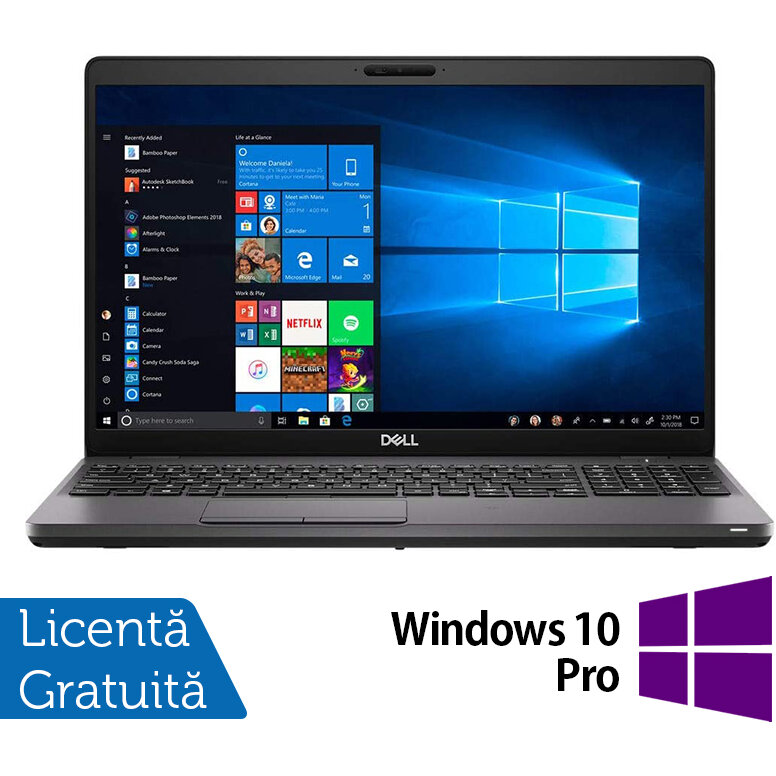 Laptop Refurbished Latitude 5500 HD 15.6 inch Intel Core i5-8365U 8GB 256GB SSD Windows 10 Pro Black