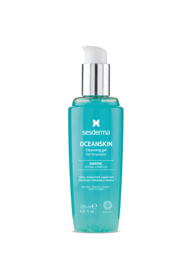Oferte la Gel de curatare  OCEANSKIN - tehnologie trifazica inovatoare - curatare si demachiere All-in-One - Ingrediente marine cu Spirulina & Colagen Marin - pentru toate tipurile de ten - 200 ml