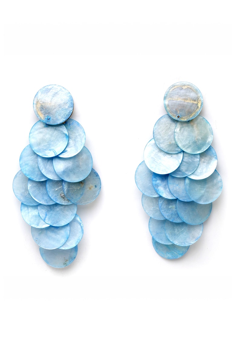 Oferte la Cercei drop de aur de 18K filat - Albastru pastel