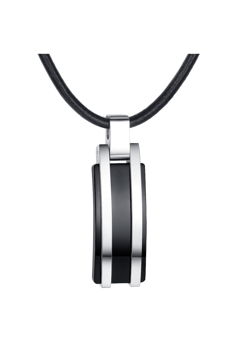 Oferte la Colier de piele cu pandantiv de otel inoxidabil - Negru