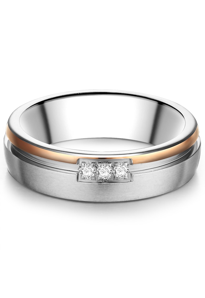 Oferte la Inel de otel inoxidabil placat cu aur de 18K - cu zirconia