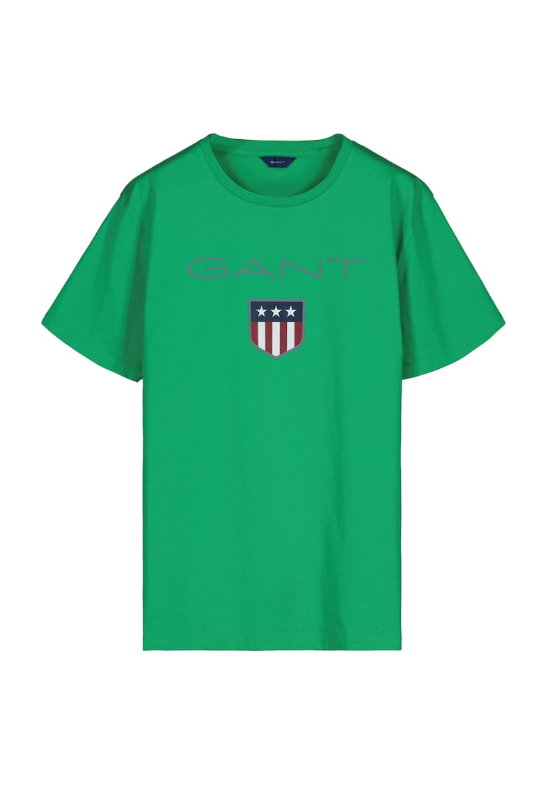 Oferte la Tricou cu decolteu rotund si imprimeu logo - Verde deschis