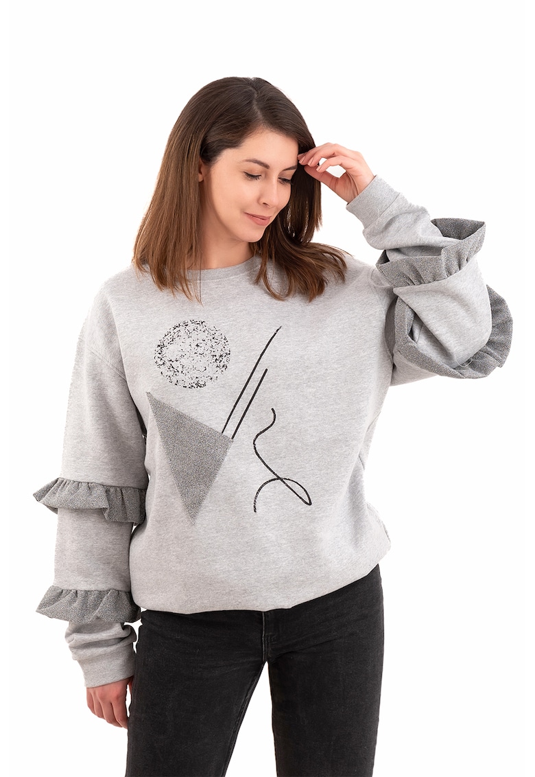 Oferte la Bluza de trening cu volane - Gri melange
