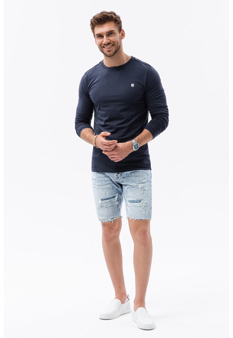 Oferte la Bluza cu decolteu la baza gatului - Bleumarin