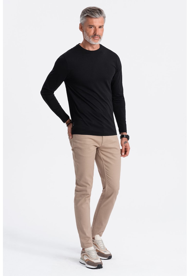 Oferte la Bluza din bumbac cu decolteu la baza gatului - Negru