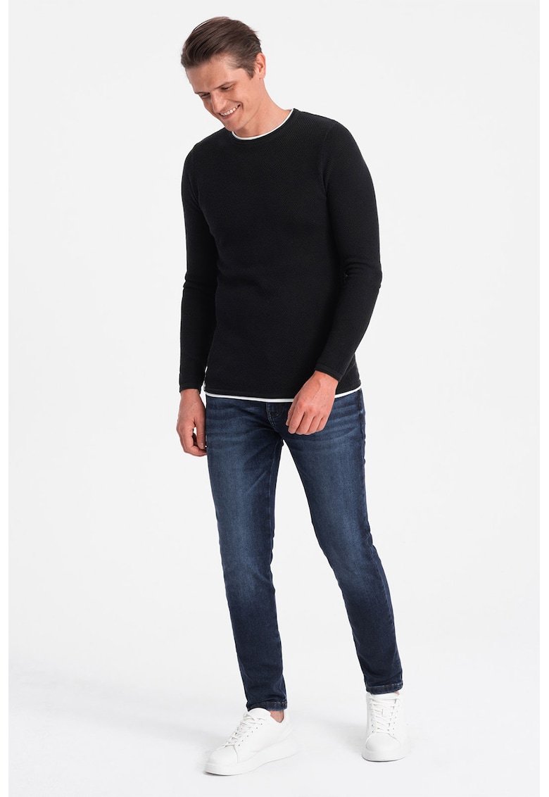 Oferte la Pulover slim fit cu model uni - Negru