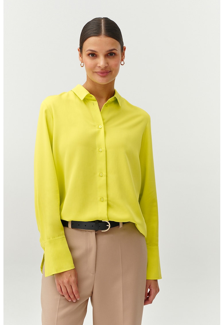 Oferte la Camasa cu model uni si mansete ample - Galben