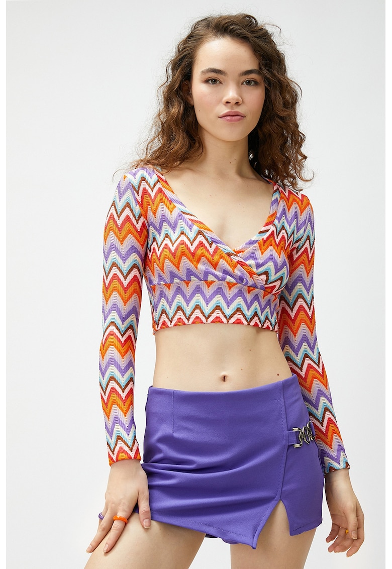 Oferte la Bluza crop in dungi - Portocaliu/Violet
