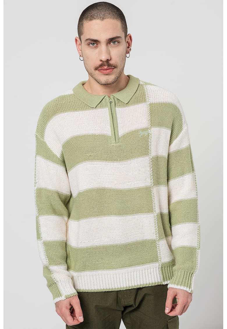 Oferte la Pulover polo cu dungi - Alb/Verde fistic