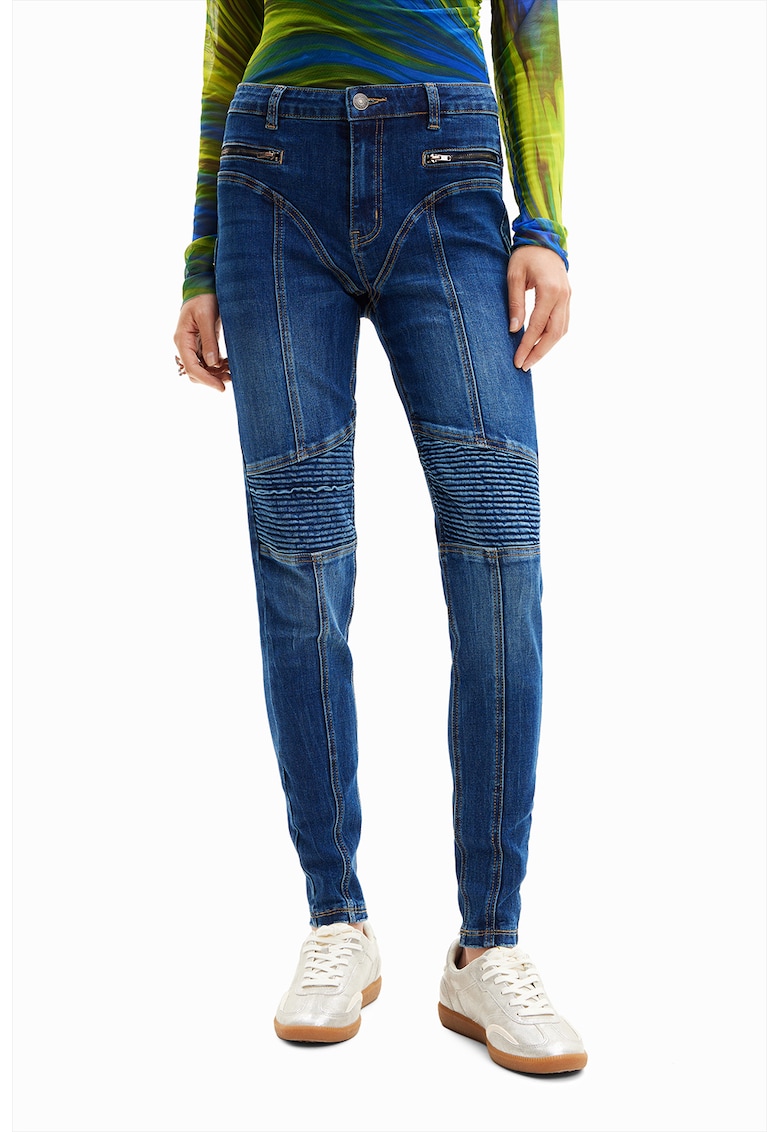 Oferte la Blugi slim fit cu aspect decolorat - Albastru inchis