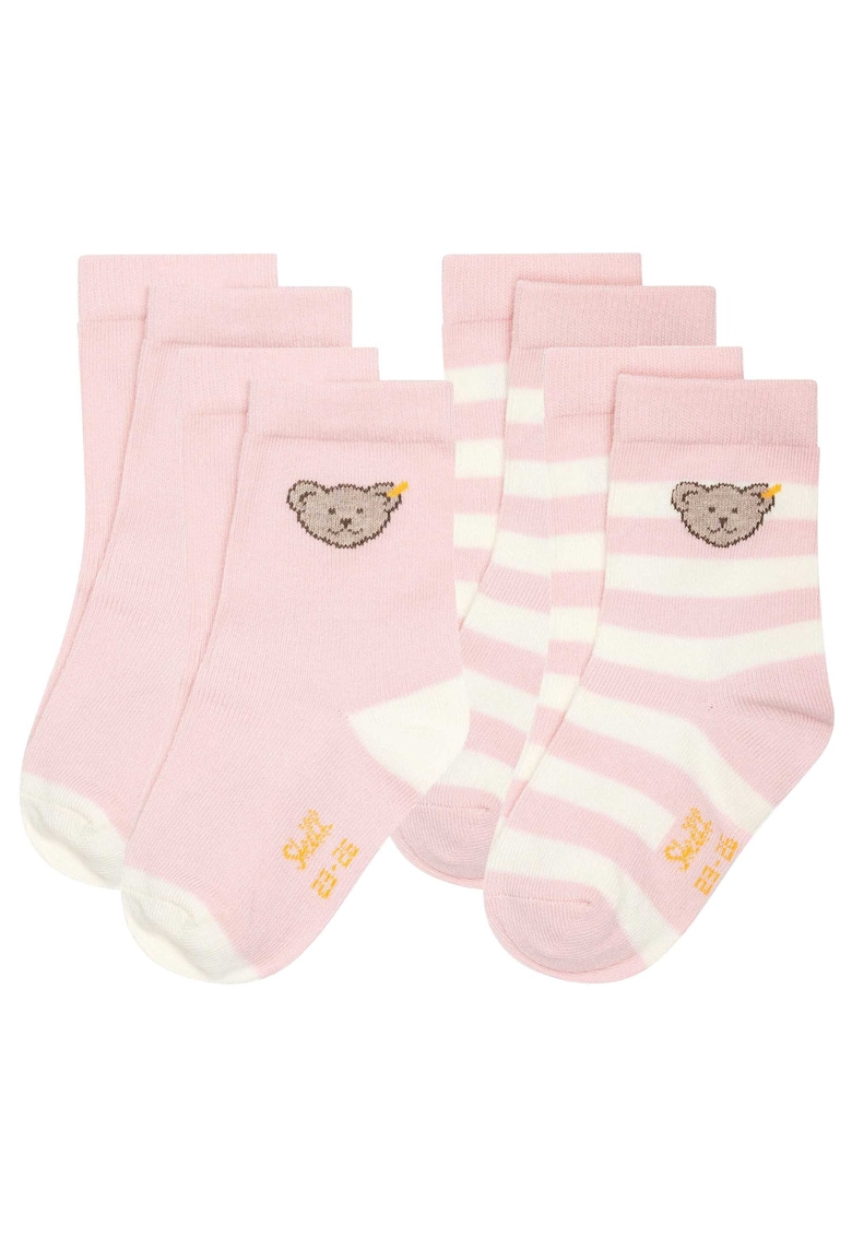 Oferte la Set de soosete cu dungi - 4 perechi - Roz pal