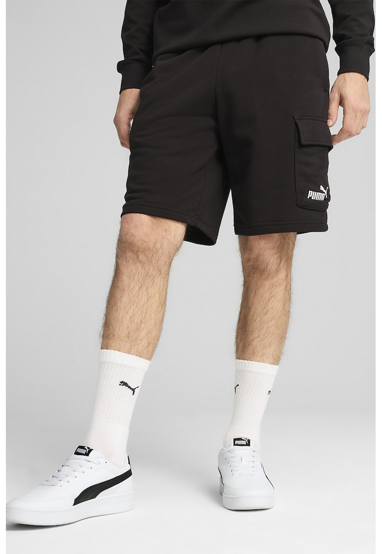 Pantaloni scurti cu buzunar lateral cu clapa - Negru