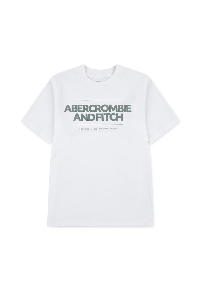 Oferte la Tricou cu imprimeu logo si decolteu la baza gatului - Alb/Verde sparanghel