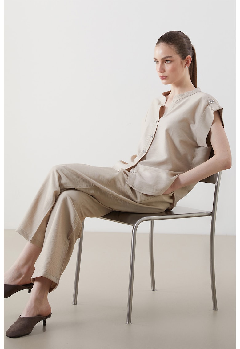 Camasa lejera cu maneci scurte - Maro nisip