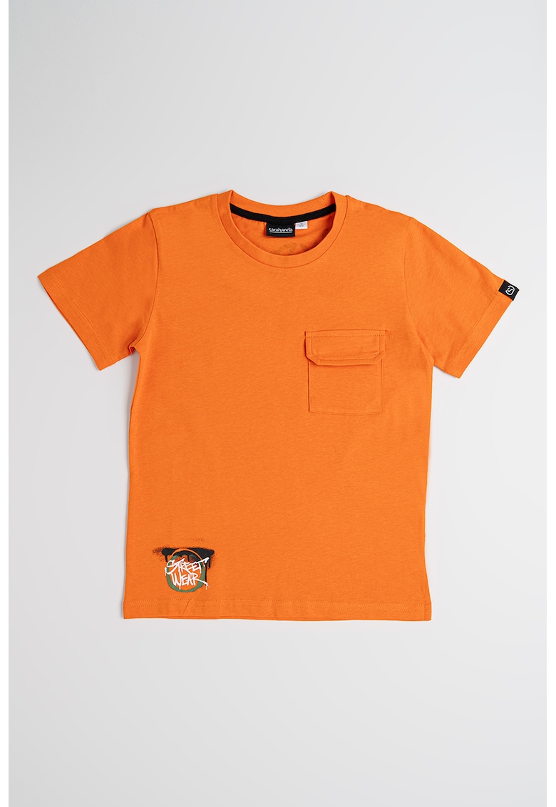 Oferte la Tricou din bumbac cu buzunar pe piept - Portocaliu mandarina