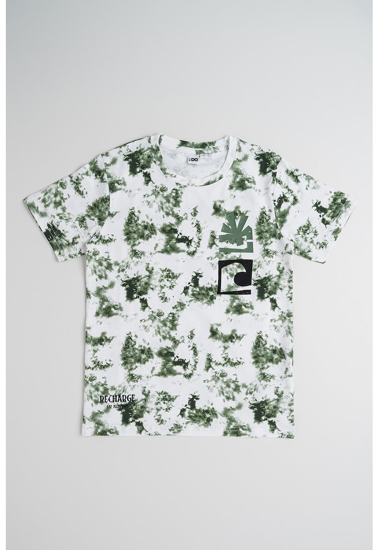 Oferte la Tricou din bumbac cu model tie-dye - Alb/Verde inchis