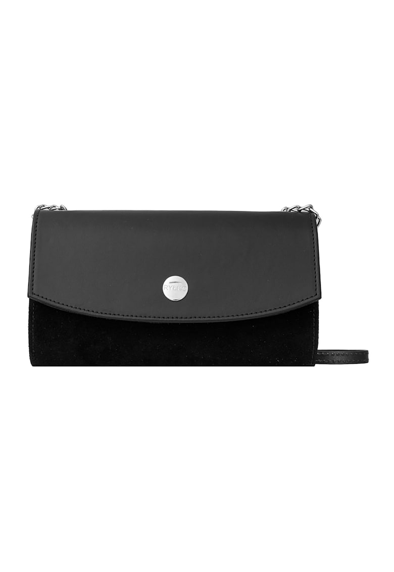 Oferte la Geanta-plic din piele si piele intoarsa cu bareta din lant - Negru