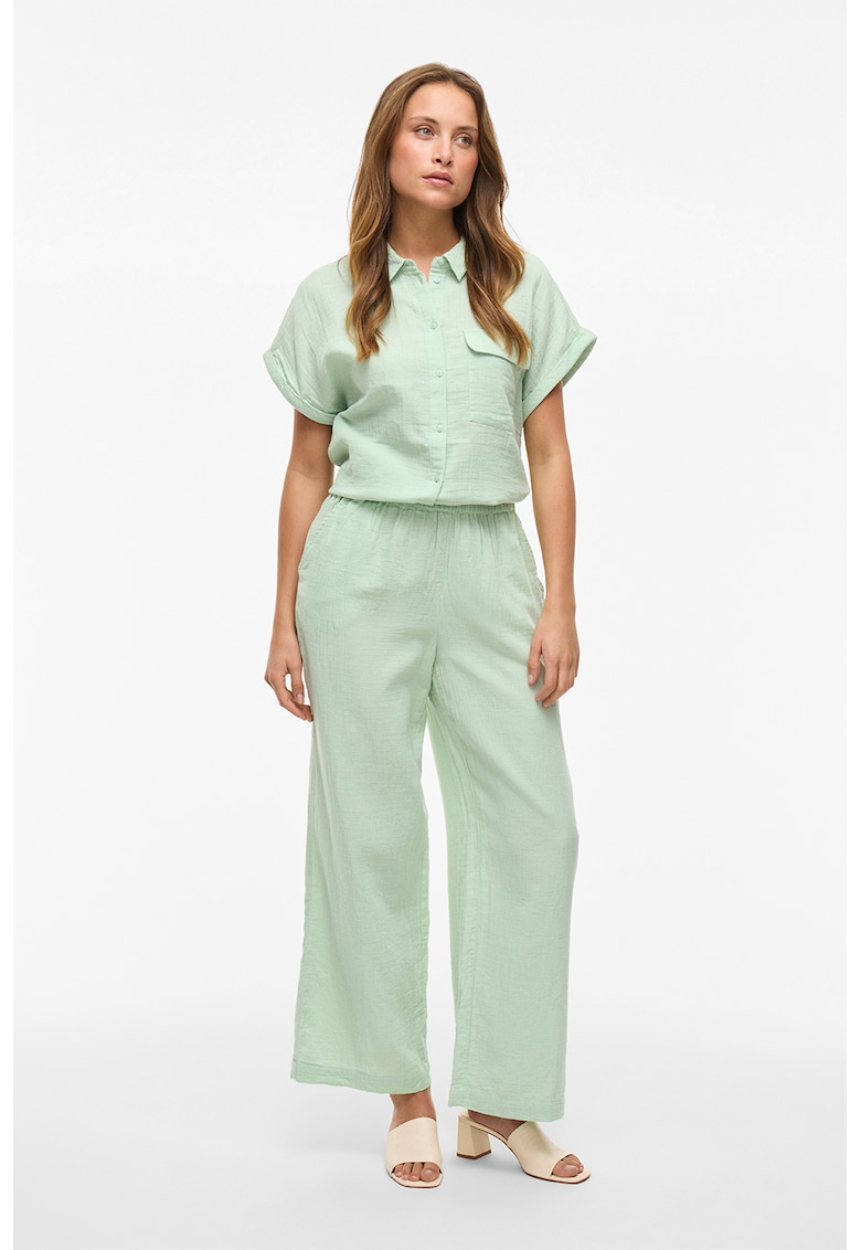 Oferte la Pantaloni ampli cu talie inalta - Verde menta