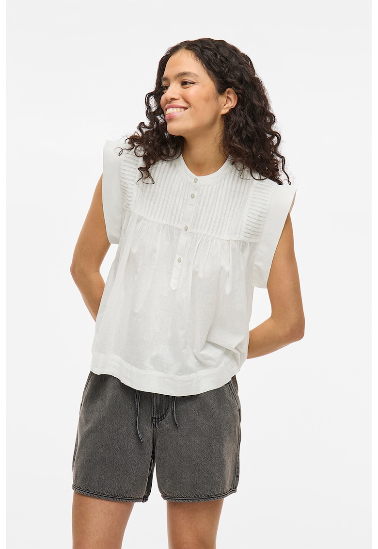 Oferte la Bluza din bumbac organic cu model uni - Alb