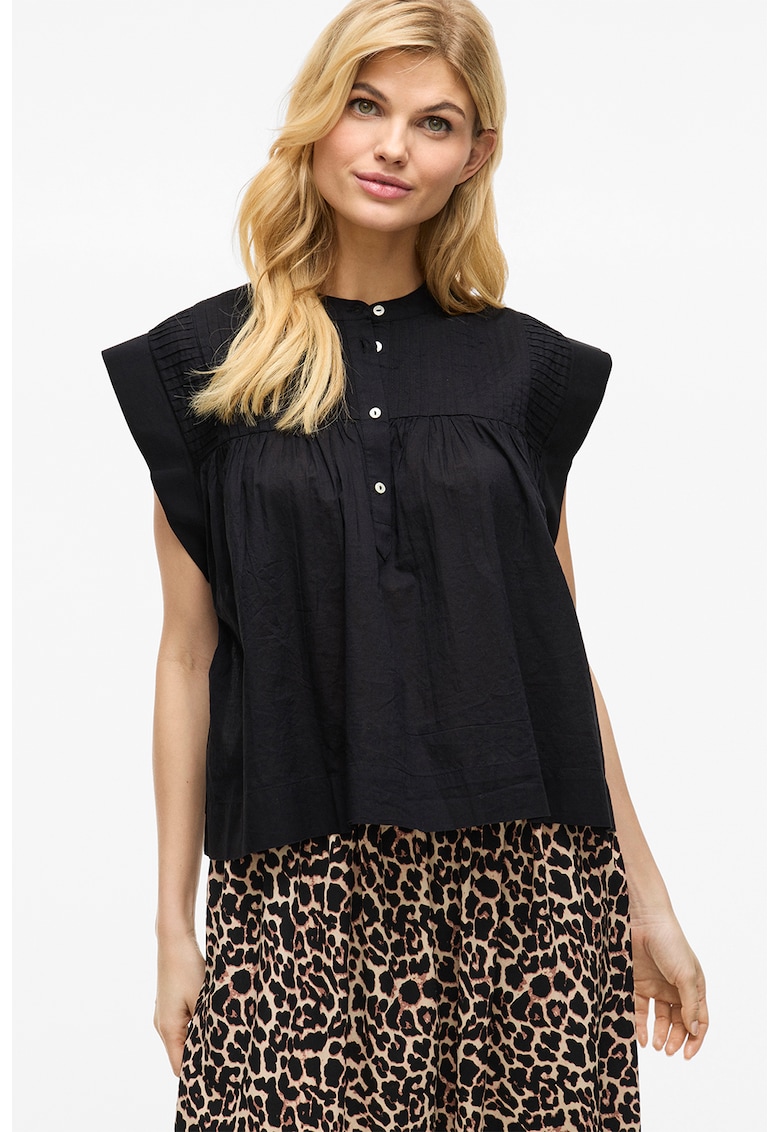 Oferte la Bluza din bumbac organic cu model uni - Negru