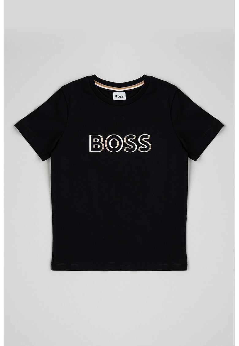 Oferte la Tricou de bumbac cu logo - Alb fildes/Negru/Maro