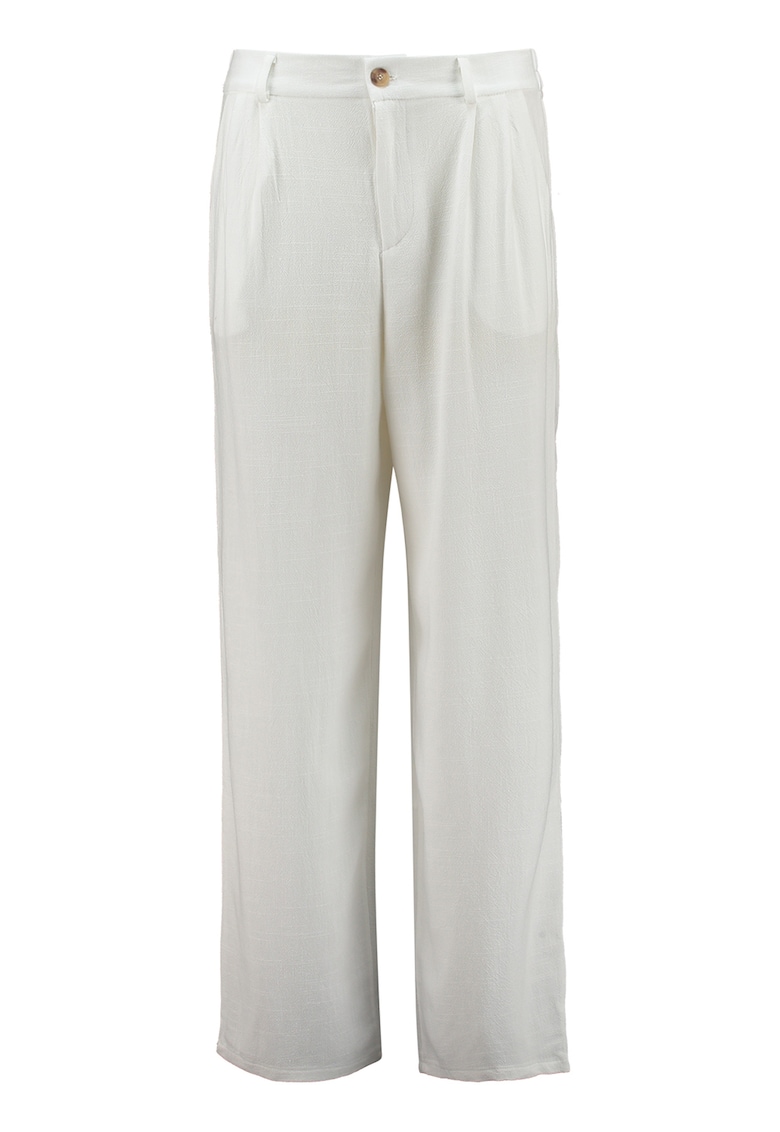 Oferte la Pantaloni din amestec de in cu croiala dreapta - Alb murdar