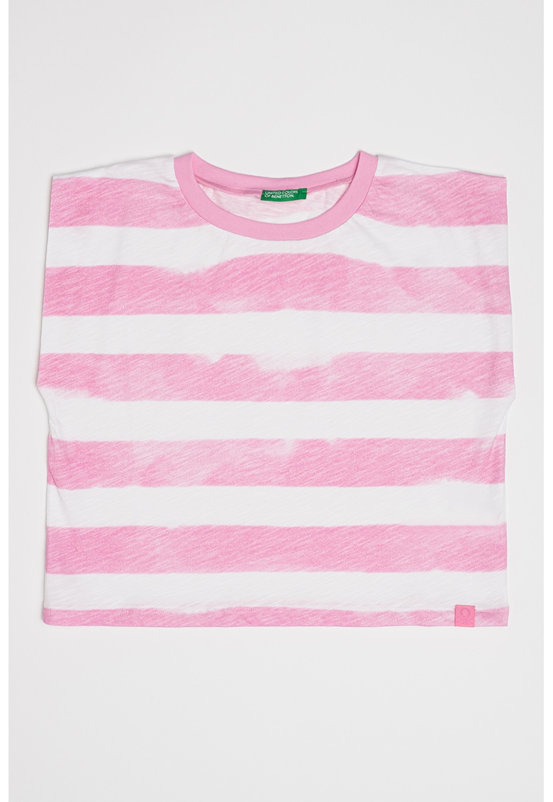 Oferte la Tricou din bumbac cu model in dungi - Alb/Roz