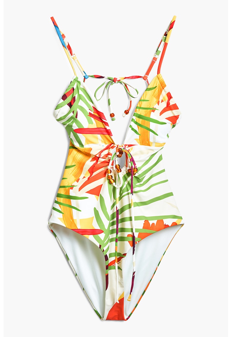 Oferte la Costum de baie intreg cu spate decupat - Rosu/Alb/Verde