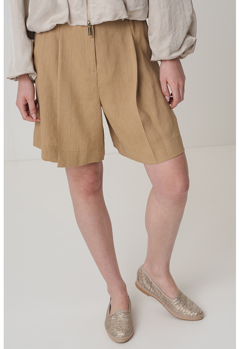 Oferte la Pantaloni scurti evazati cu talie inalta - Maro nisip
