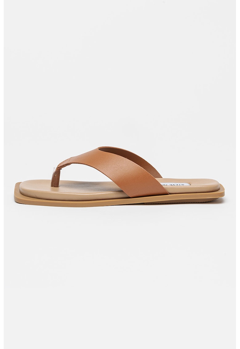 Oferte la Papuci fli-flop din piele - Negru/Caramel