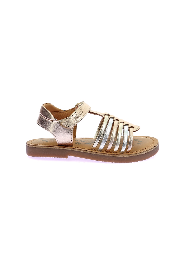 Oferte la Sandale de piele cu velcro - Auriu/Argintiu