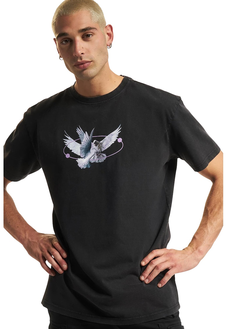Oferte la Tricou unisex cu imprimeu grafic - Negru stins/Lila