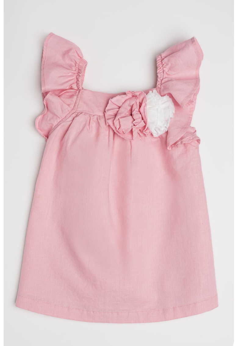Oferte la Rochie din in si bumbac cu croiala in A - Roz pastel