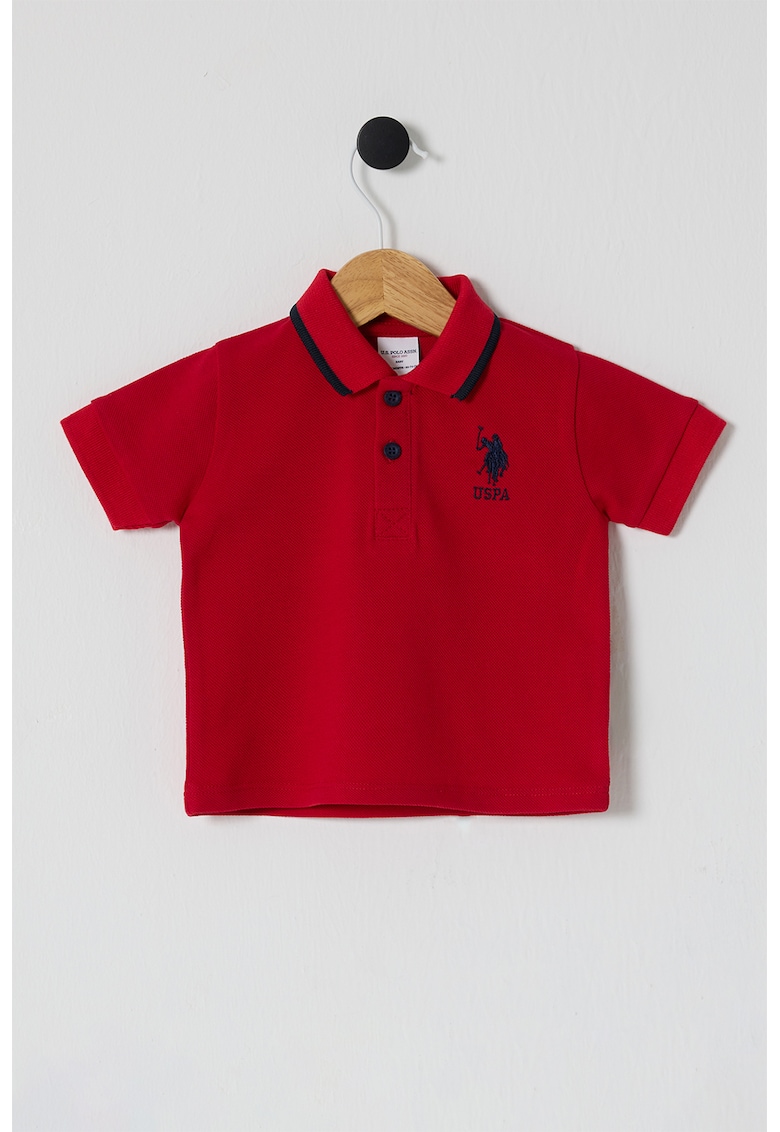 Oferte la Tricou polo de bumbac - Negru/Rosu vermillion