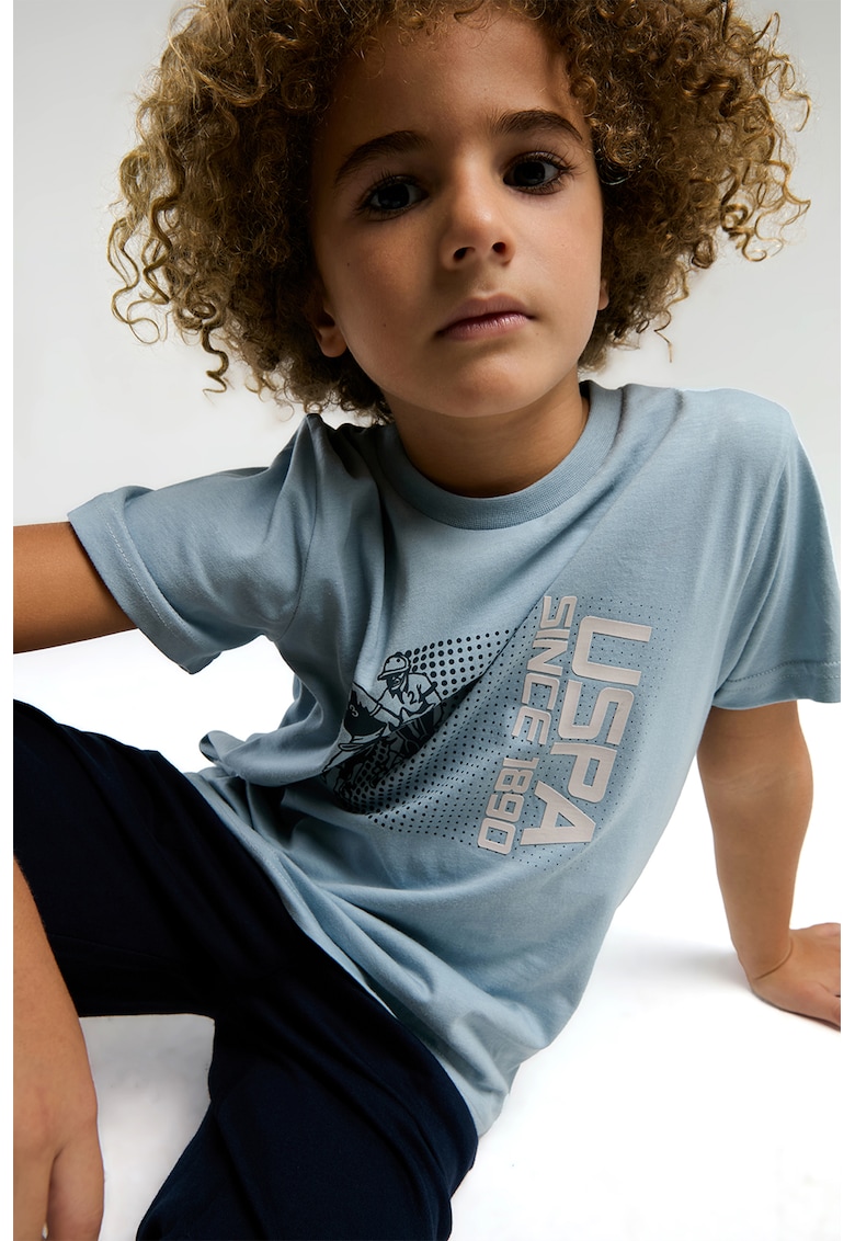 Oferte la Tricou si bermude cu imprimeu logo - Albastru pastel
