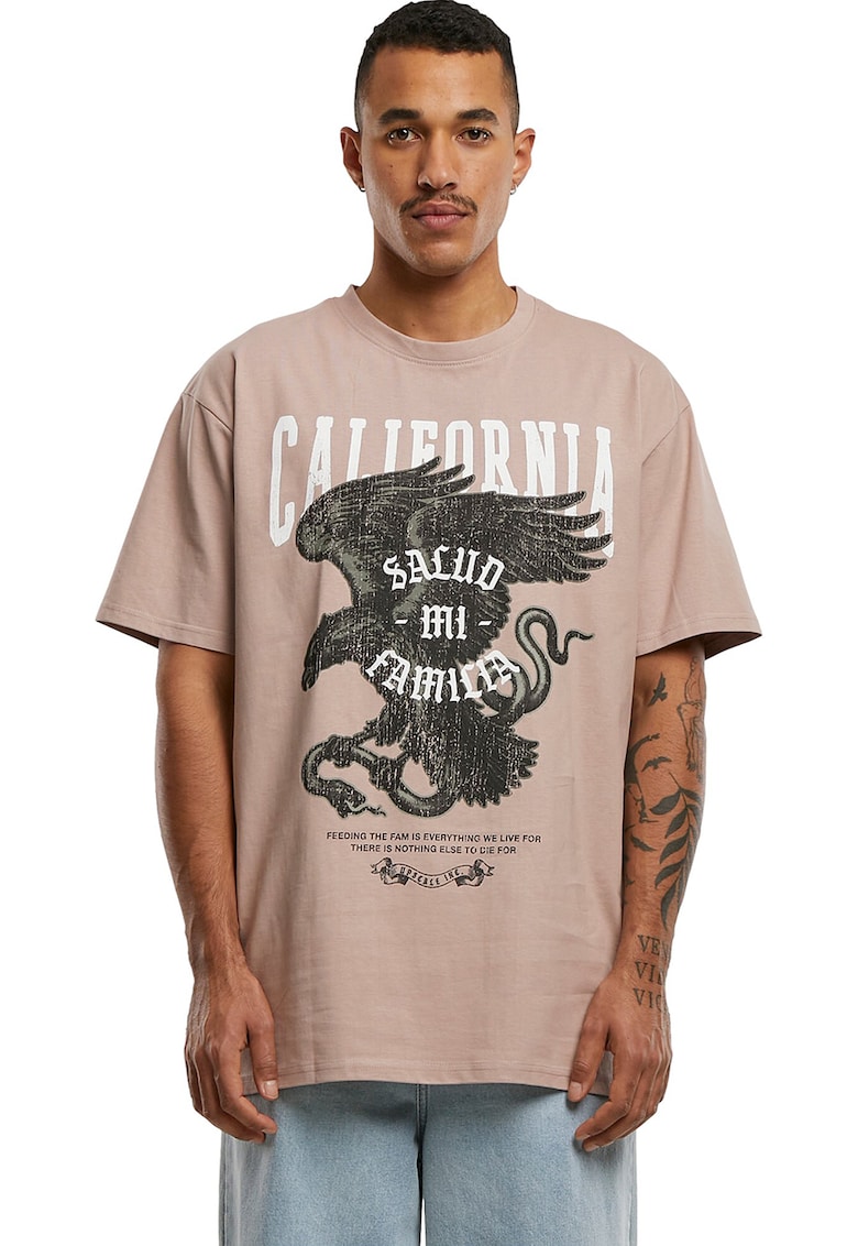 Oferte la Tricou unisecx cu imprimeu grafic - Alb/Negru/Roz prafuit