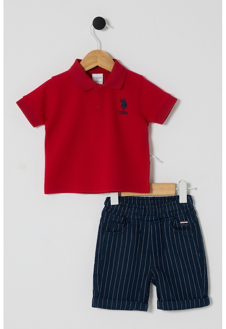 Oferte la Set de tricou din bumbac si pantaloni scurti - 2 Piese - Rosu/Albastru inchis