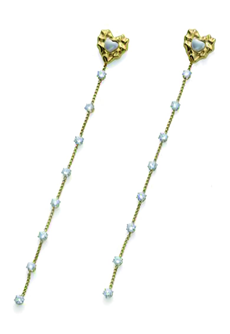 Oferte la Cercei drop decorati cu zirconia - Alb/Auriu