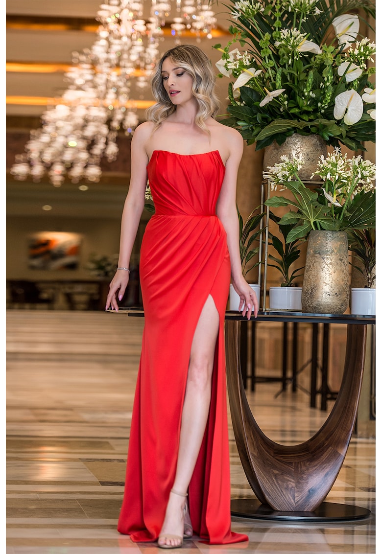 Rochie lunga din satin - Rosu