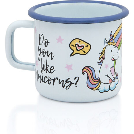 Oferte la Cana Unicorn 0.37L Metal Emailat Alb/Albastru