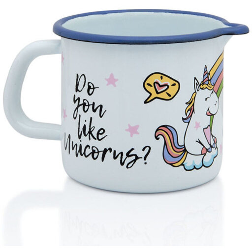 Oferte la Cana cu Cioc Unicorn 0.8L Metal Emailat Alb/Albastru