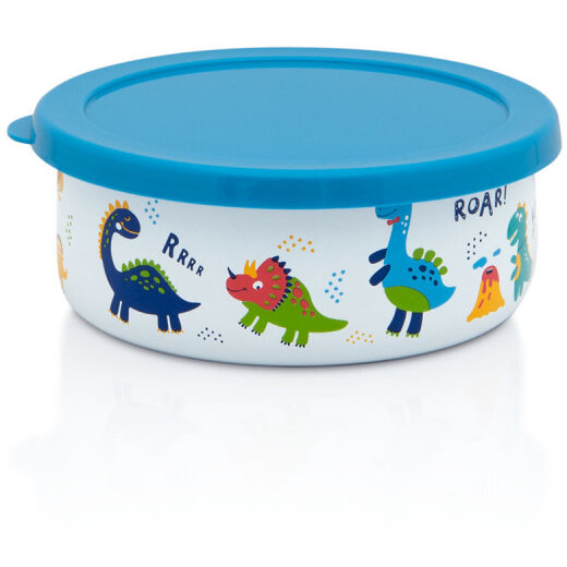 Oferte la Caserola cu Capac Dino 0.75L Diametru 14CM Alb/Albastru